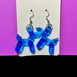 Translucent balloon animal earrings - vibrant blue